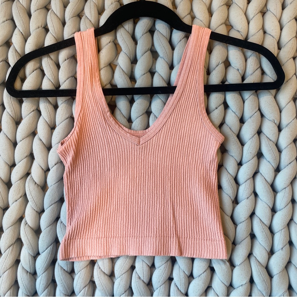 Cropped soft pink tank top